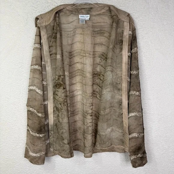 Coldwater Creek Shirt Womens 2X Brown Ombre Sheer Textured Button Front Blouse - Picture 6 of 11